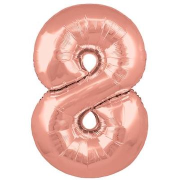 Oaktree 30inch Number 8 Rose Gold - Foil Balloons
